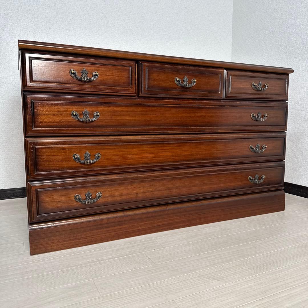 カリモク コロニアル チェスト 4段6杯 電話台 TEL台 FAX台 i1※