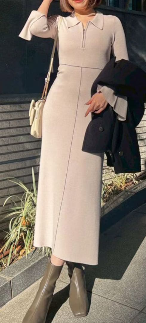 snidel Sustainableスキッパーニットワンピース