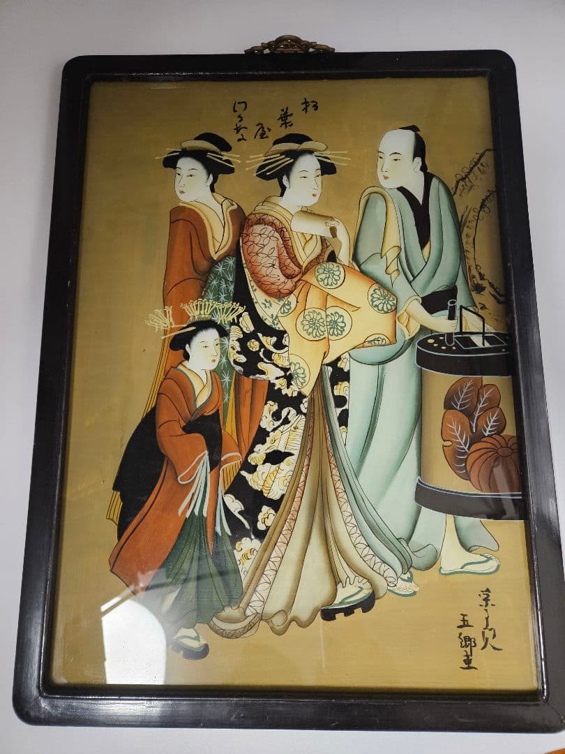 ガラス絵　硝子絵 　浮世絵　時代物　肉筆
