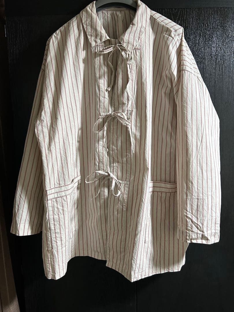 24AW ネストローブ コットンリネンストライプリボンドシャツ期間限定お値下げ