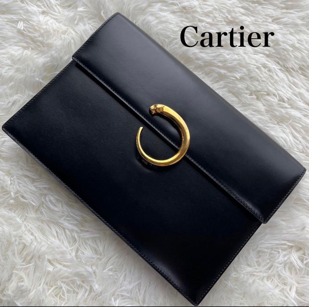 【美品】Cartier カルティエ パンテール クラッチバッグ レザー ブラック