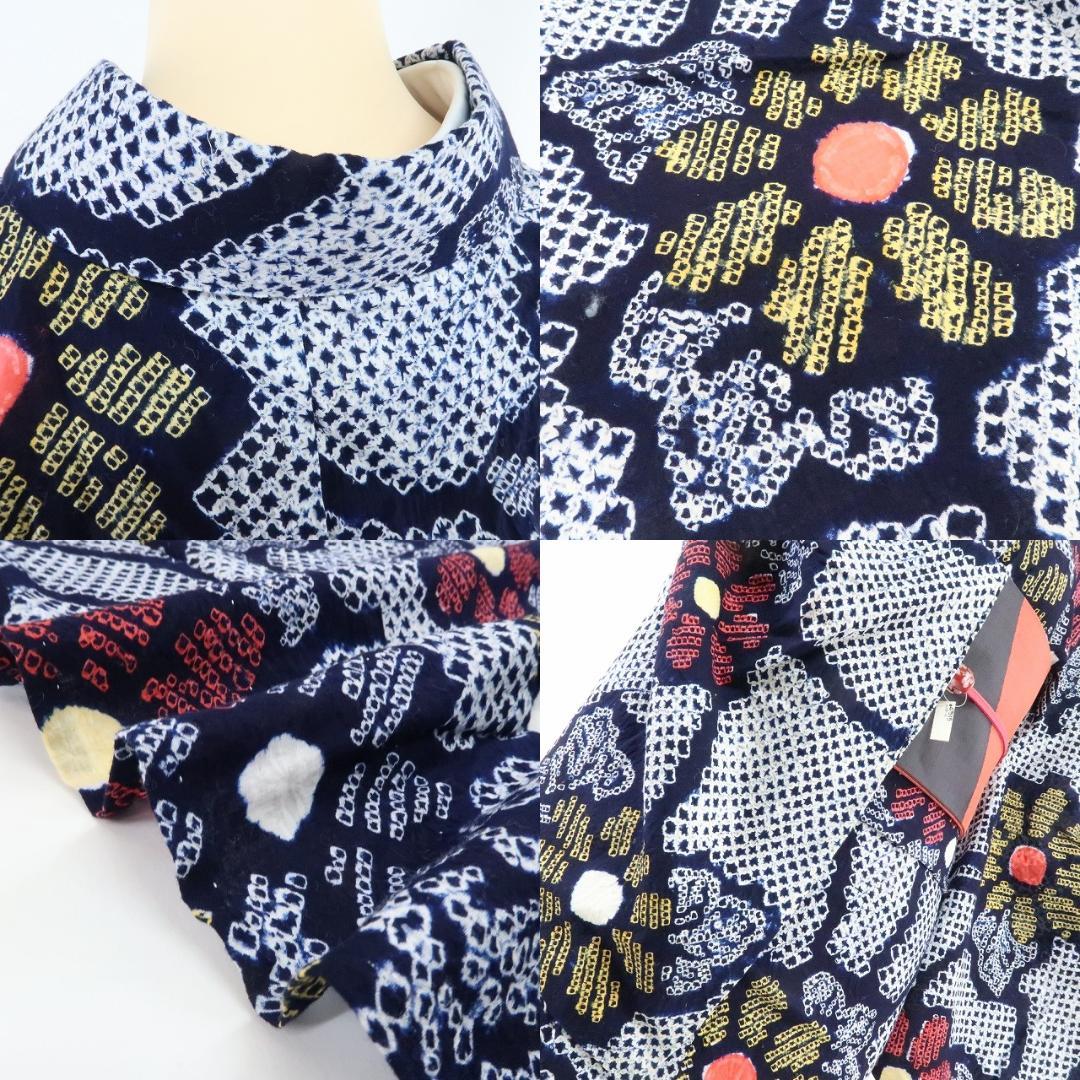 Y1213◆綿 有松鳴海絞り 洗える夏着物 手縫い仕立て 高級浴衣 着物