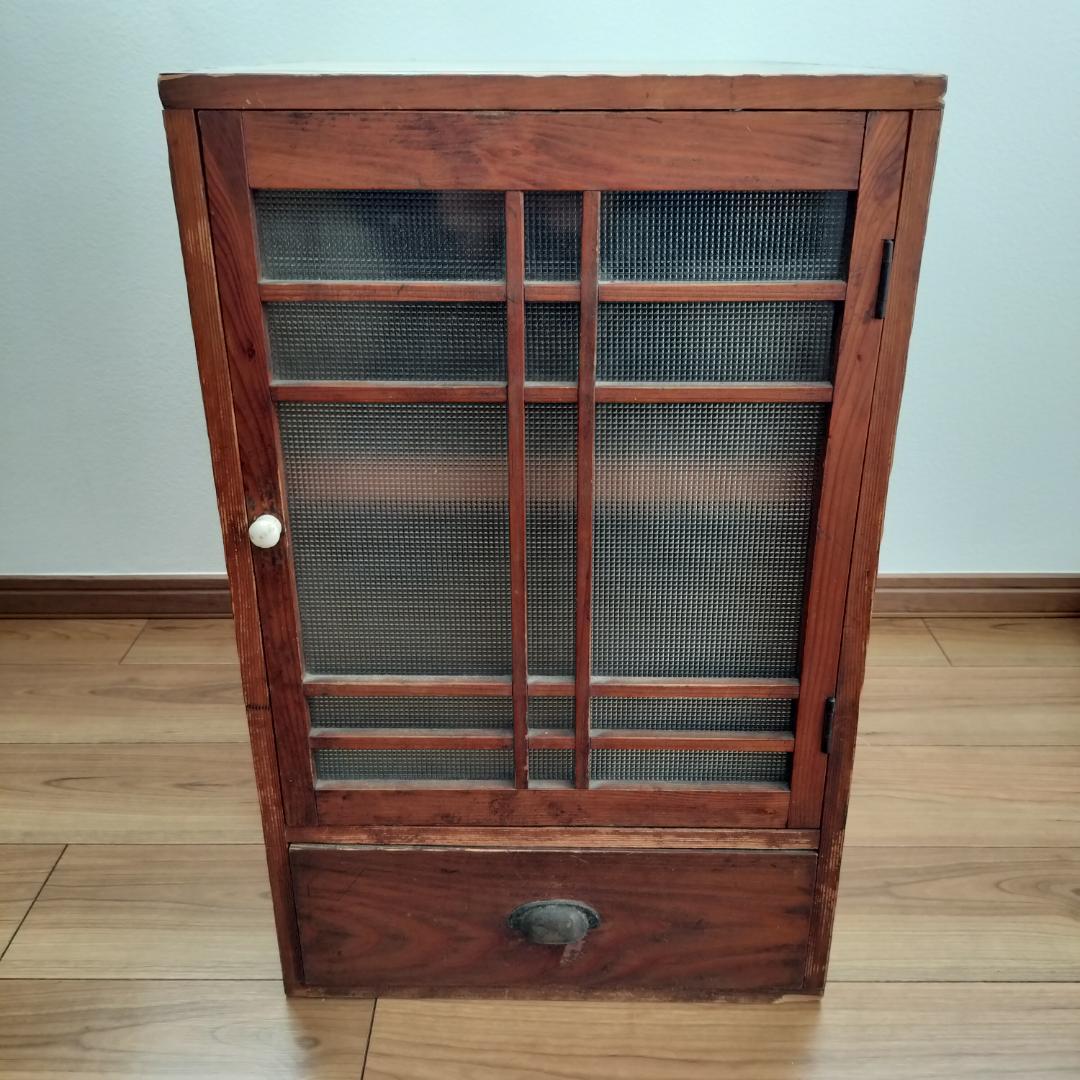 ［さらさらこ］昭和レトロ　ガラスキャビネット（木製収納棚）　水屋　古家具