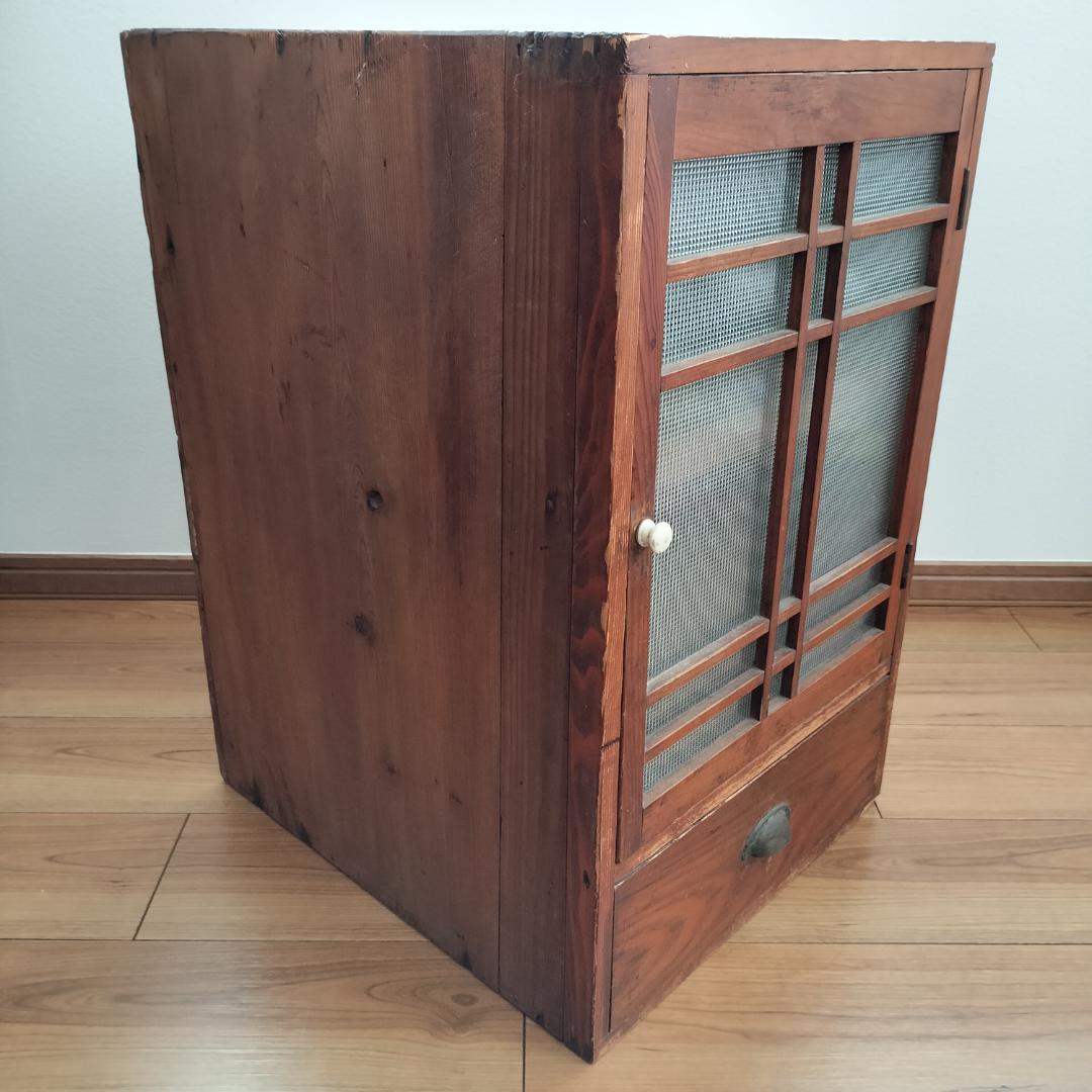 ［さらさらこ］昭和レトロ　ガラスキャビネット（木製収納棚）　水屋　古家具