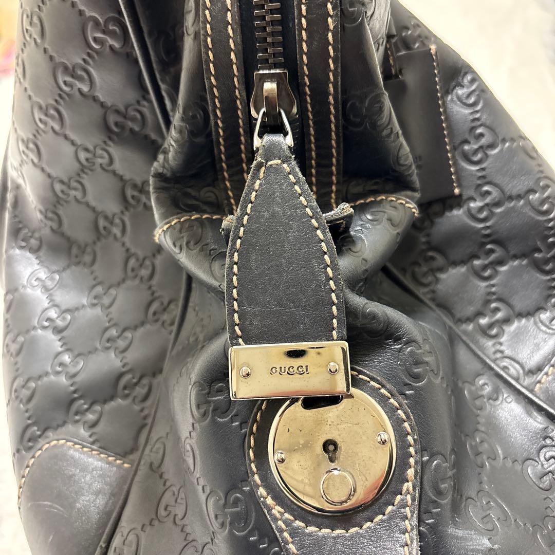 GUCCI ブラック レザーボストンバッグ