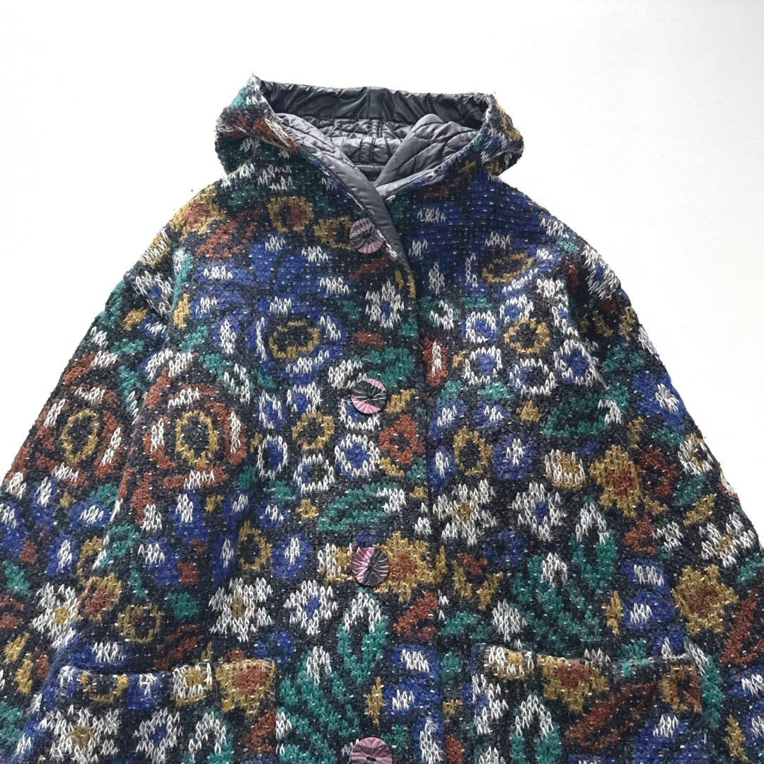 茄子の花様！ミッソーニ リバーシブル ウール　モヘア 幾何学模様 イタリア製