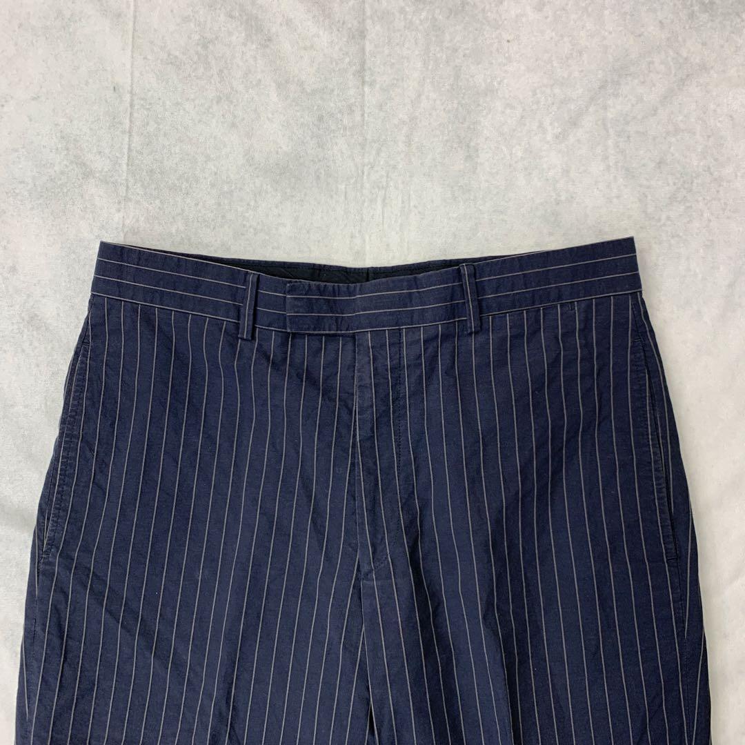 HERMES コットン ストライプ スーツ セットアップ ネイビー