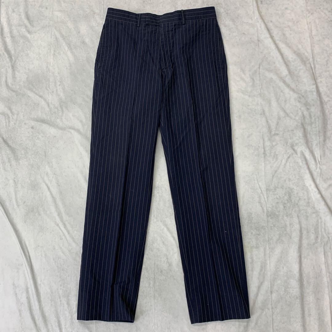 HERMES コットン ストライプ スーツ セットアップ ネイビー