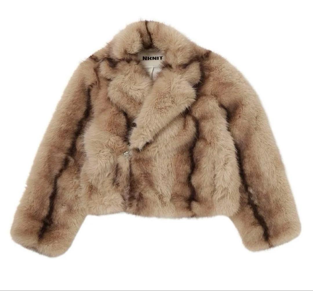 NKNIT/vegan fur big jacket【short】