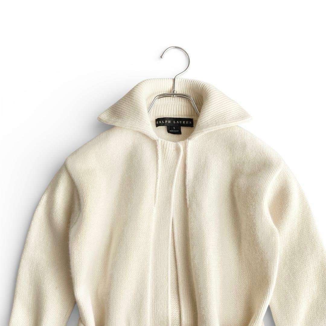 【美品】ラルフローレン ウール シルク混 ベルテッドロングニットワンピース S