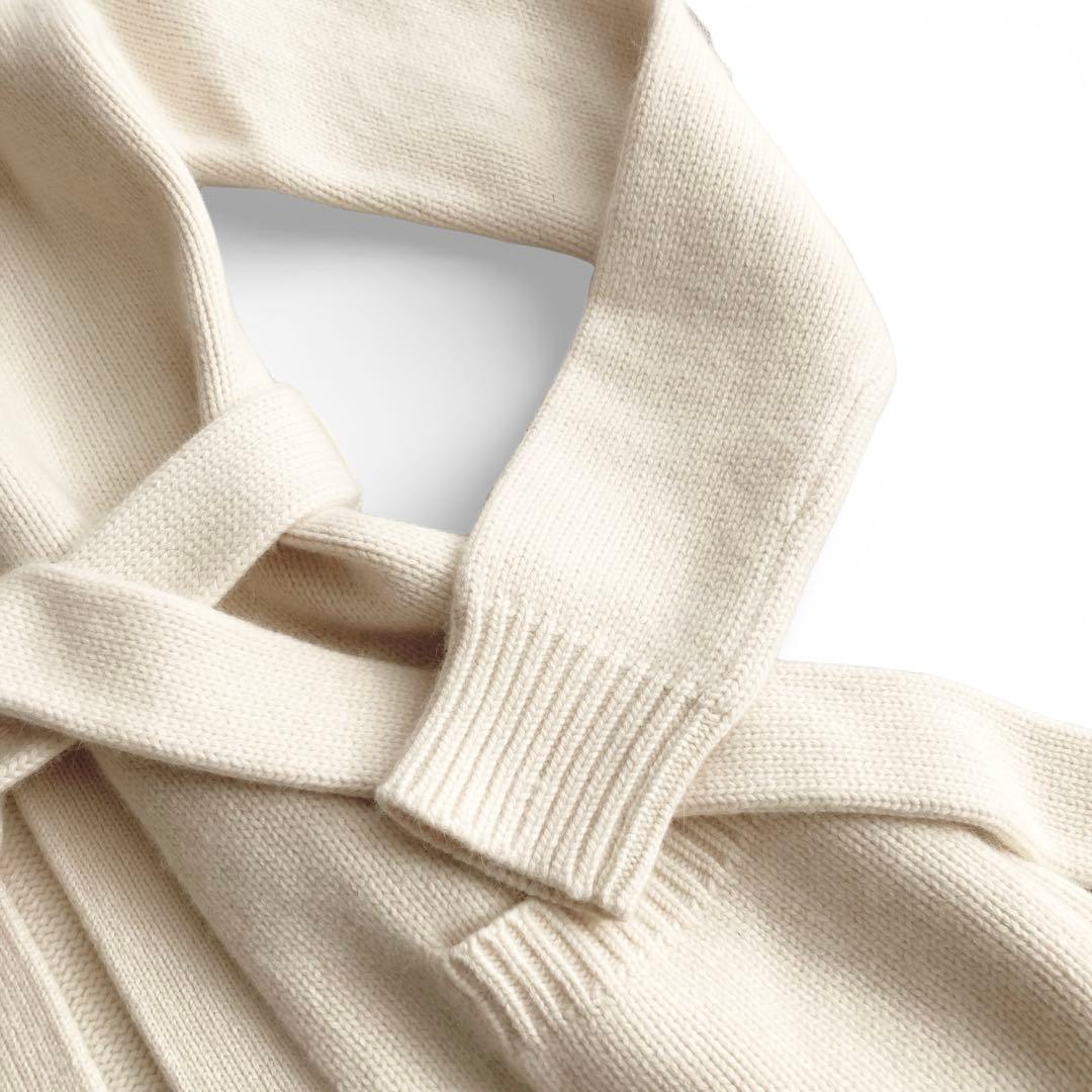 【美品】ラルフローレン ウール シルク混 ベルテッドロングニットワンピース S