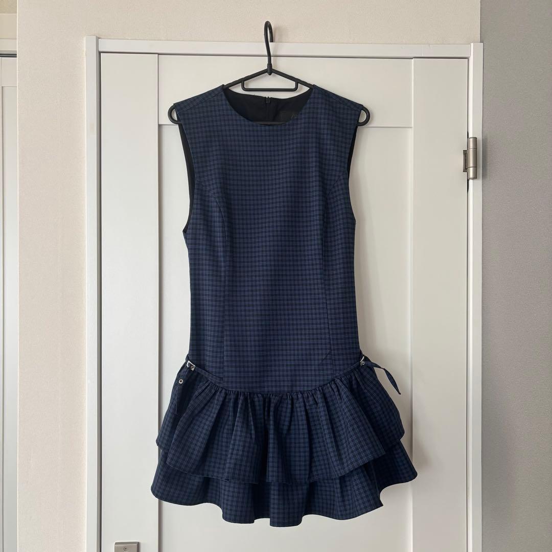 Zara フリル付きチェック柄ショートワンピース