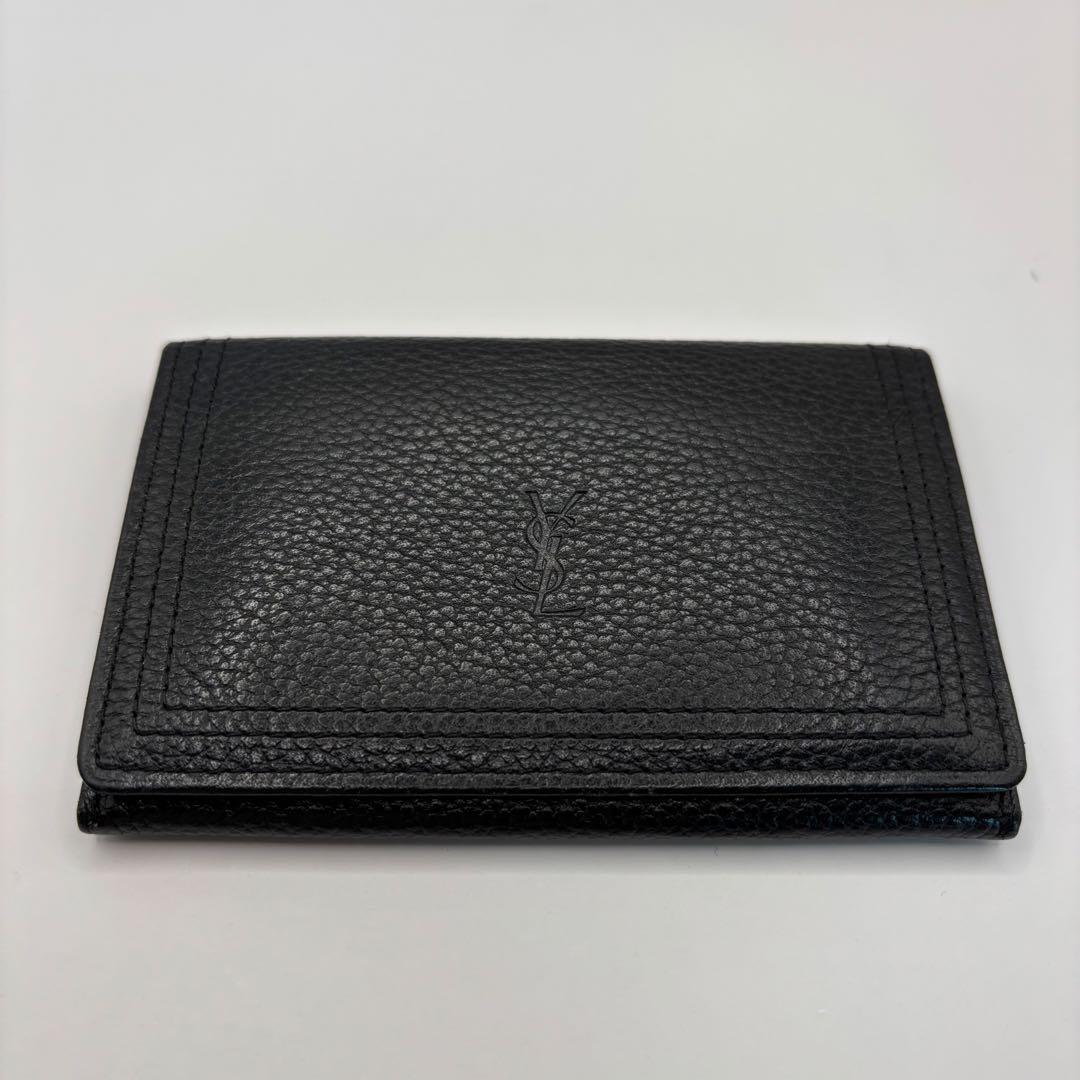 yves saint laurent 名刺入れ　カードケース　ブラック　型押し
