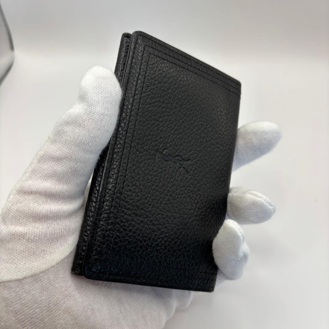 yves saint laurent 名刺入れ　カードケース　ブラック　型押し