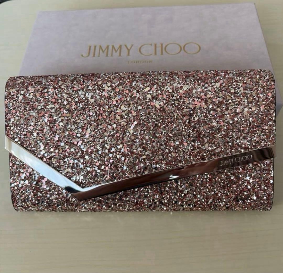 JIMMY CHOO グリッター クラッチパーティバッグ　チェーンショルダー
