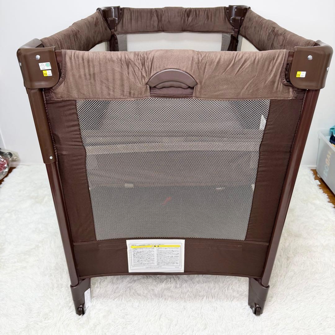 美品 Aprica ココネルエアープラス ベビーベッド ブラウン 折りたたみ