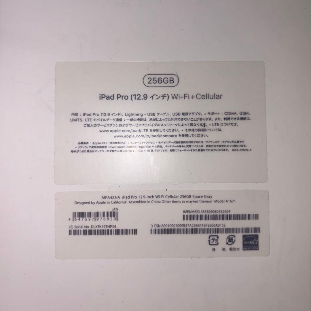 iPad Pro (12.9インチ) 第2世代 256GB セルラー