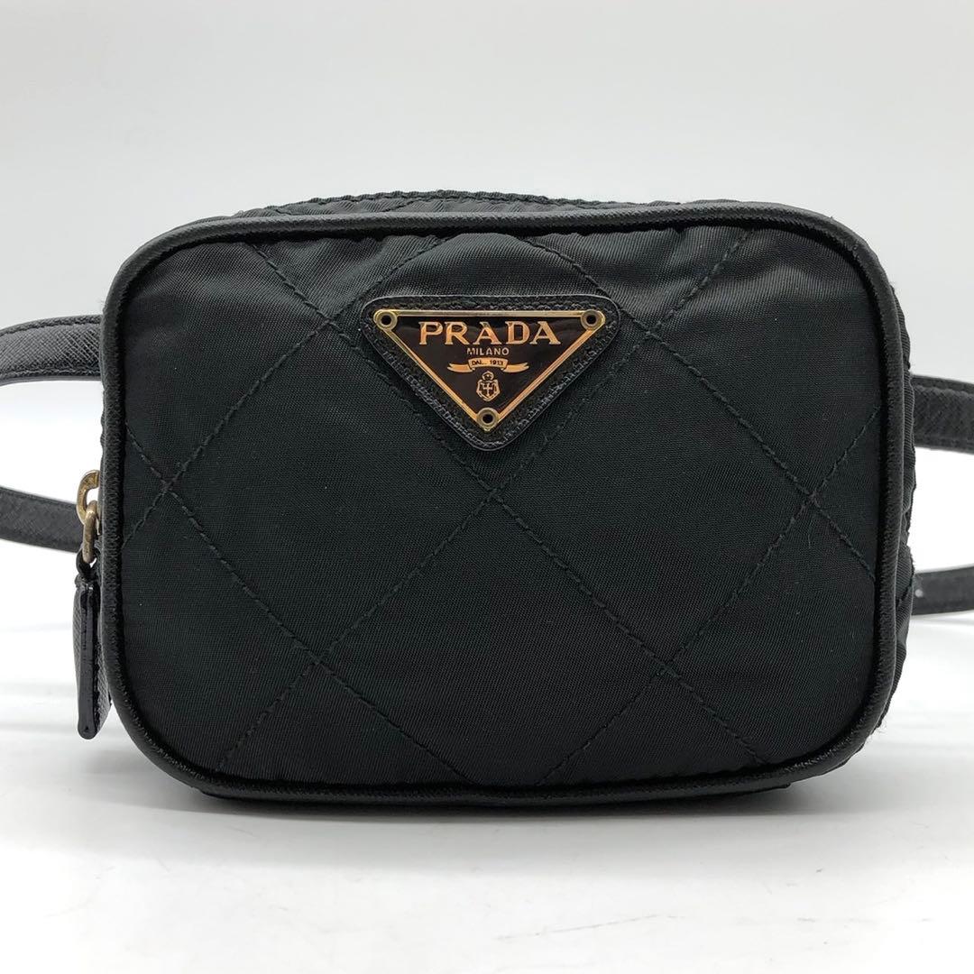 ✨極希少✨プラダ ウエストバッグ 三角ロゴプレート キルティング ナイロン 黒