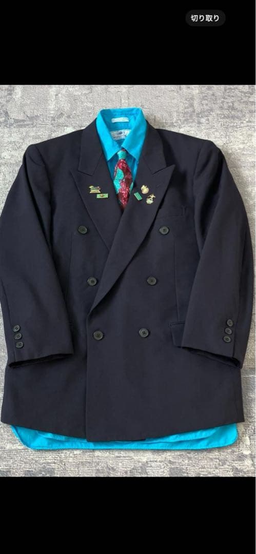 【3点セット】セットアップ スーツ ダブル ピンズ 紺 成人式