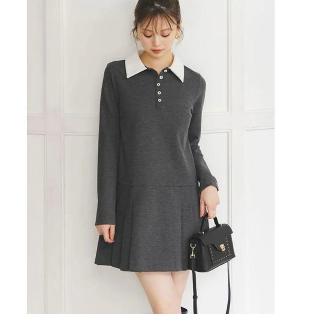 衿つきプリーツカットミニワンピース　Mサイズ　snidel