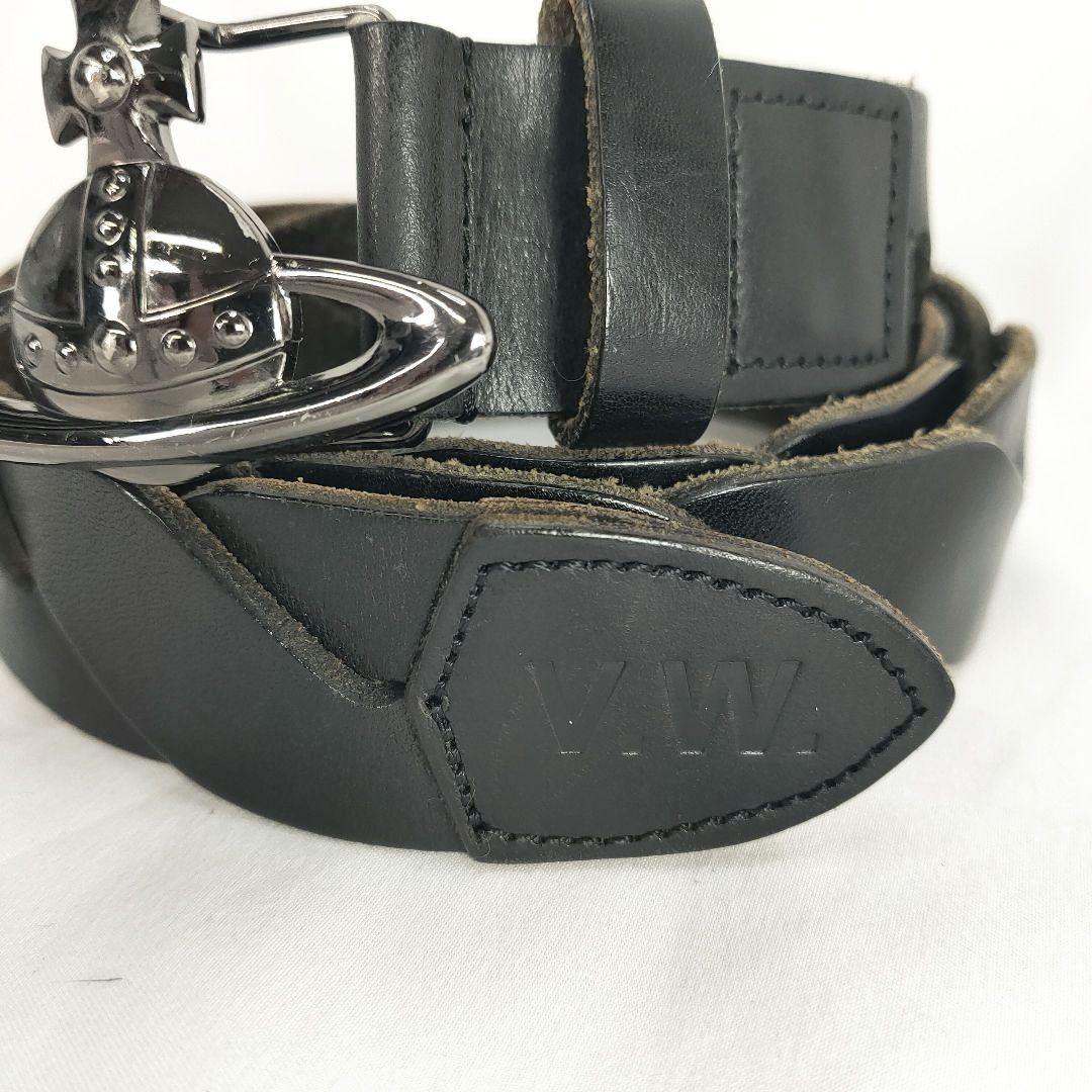 Vivienne Westwood ブラック レザー ベルト オーブバックル