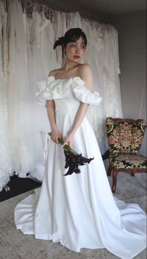 DRESS PRODUCTION オフショルダー Aラインドレス ホワイト