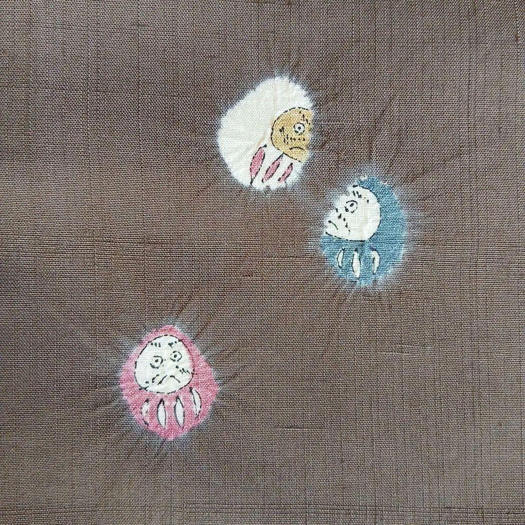 トミモ様⭐未使用⭐赤城紬(ブラウン・だるま柄)　小さいサイズ