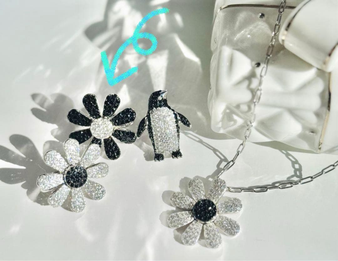 実物写真❤️Mio Harutaka好き❤️ マーガレットピアス　片耳　ブラック