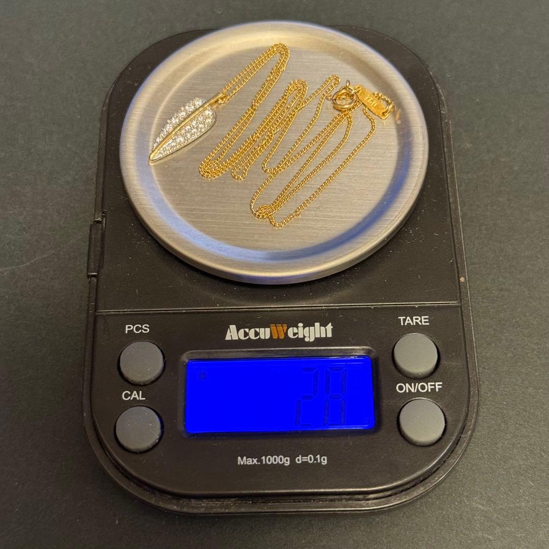 【K18 pt950】Tiffany リーフダイヤモンド ゴールド ネックレス