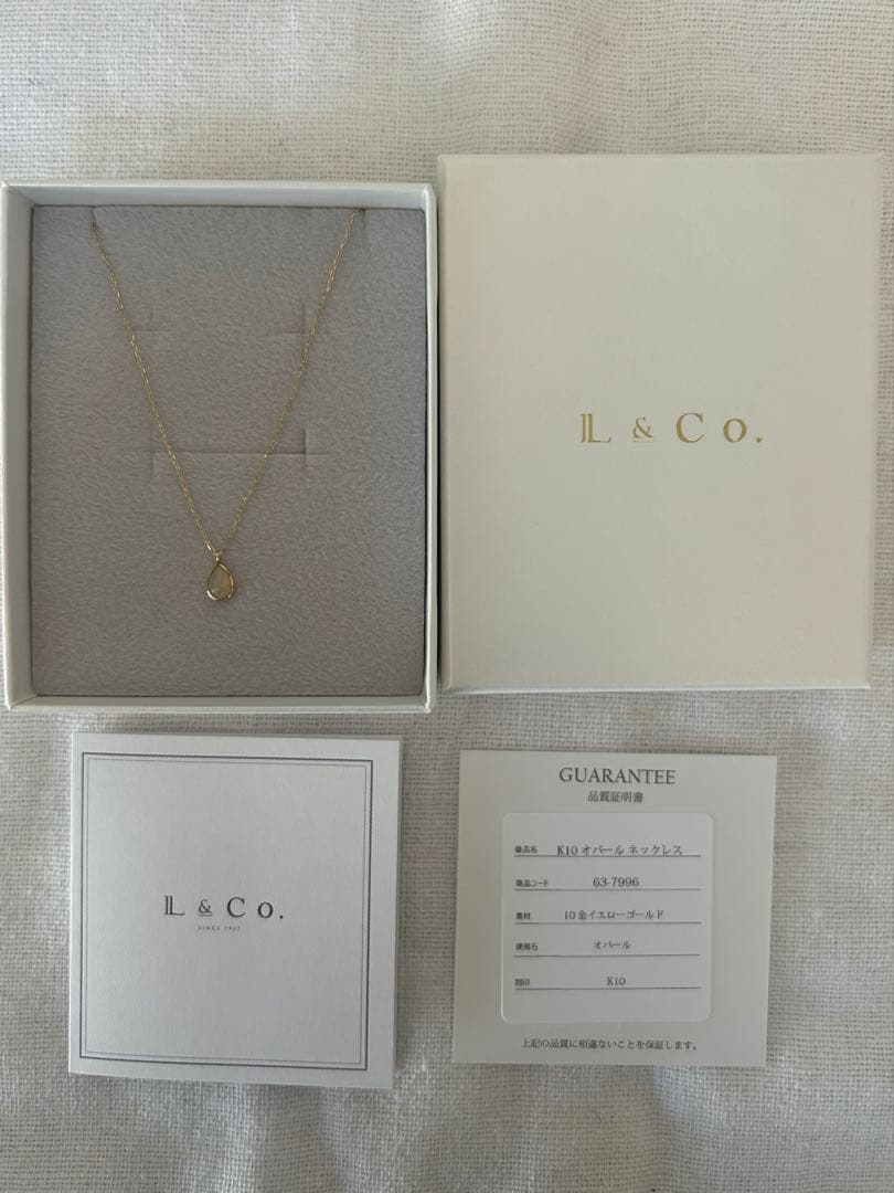 美品！　L&Co. K10 オパール ドロップネックレス　箱・保証書付き