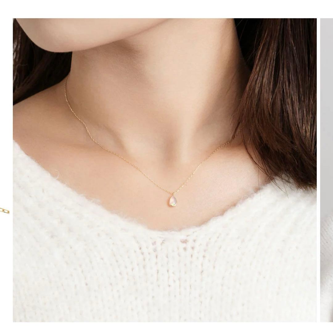 美品！　L&Co. K10 オパール ドロップネックレス　箱・保証書付き