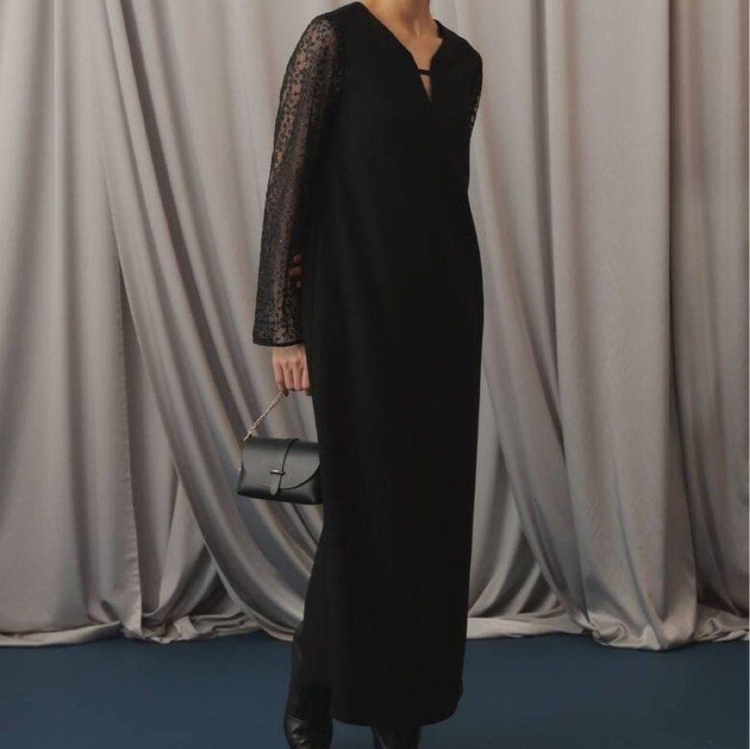 スローブイエナ habiスパンコールレーススリーブドレス 36