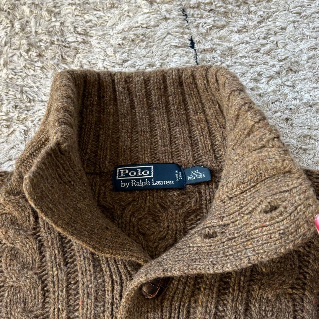 【XXLサイズ！✨】ポロラルフローレン　ケーブルニット　カシミヤ　ハーフボタン