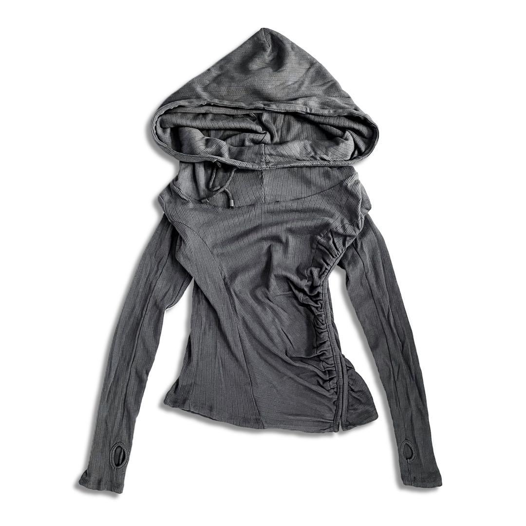 トップス COYSEIO SHIRRING HOOK HOODIE CHARCOAL