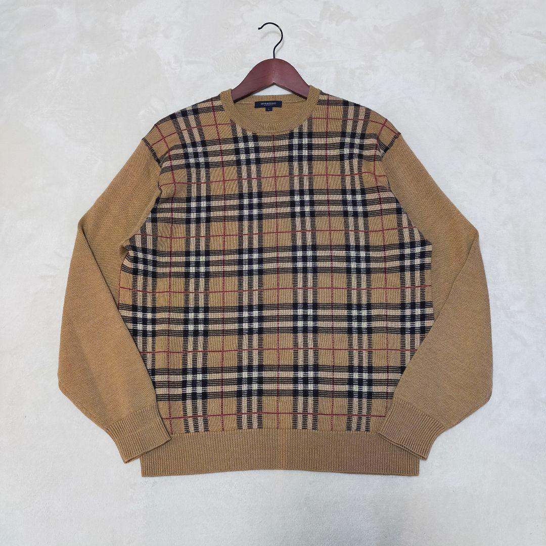美品　BURBERRY　ノバチェック　ニットセーター　Lサイズ