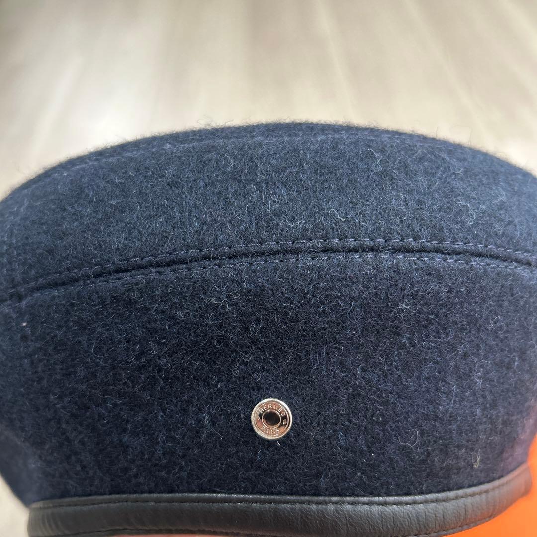 HERMES(エルメス)　サントノレ　ベレー帽　ネイビー お値下げ対応可！