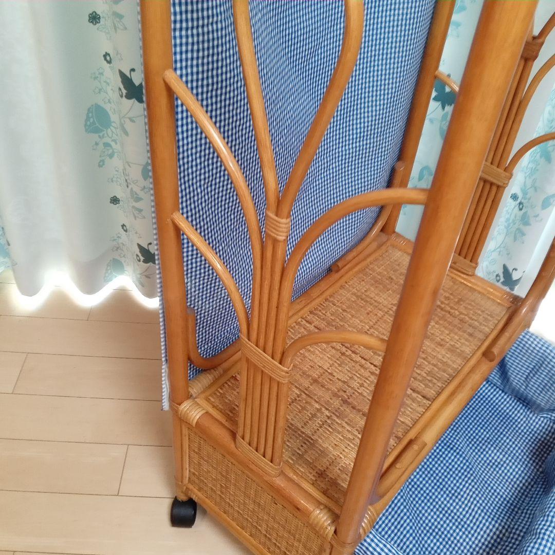 昭和レトロ アーチ型 ラタンハンガーラック 籐家具 古家具 スリッパラック