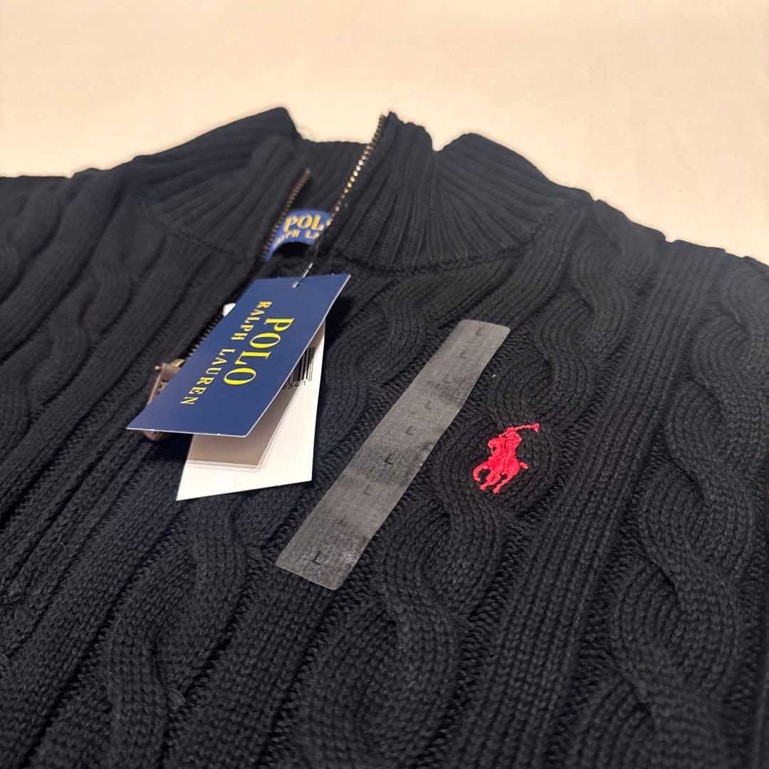 新品未使用　ラルフローレン　ケーブルニット　ネイビー　L