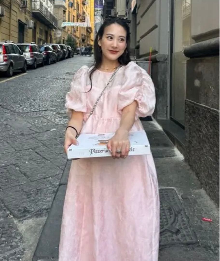 アンドレスドANDRESD バブルスリーブジャガードドレス