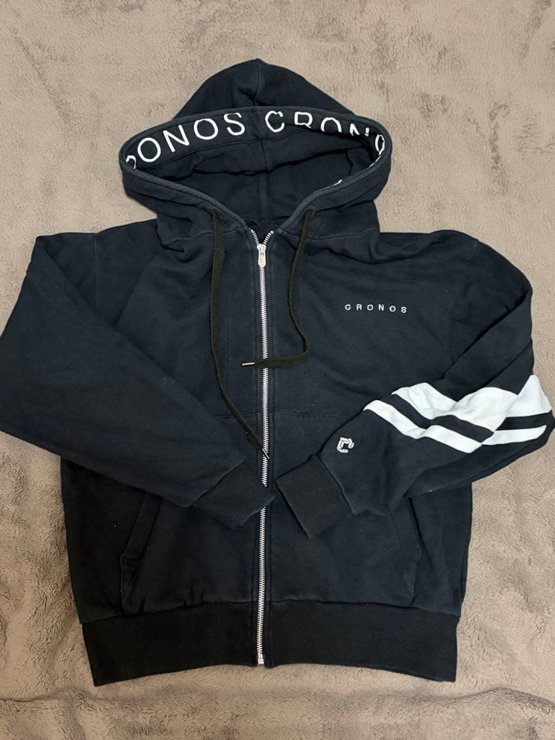 CRONOS ブラック フードパーカー