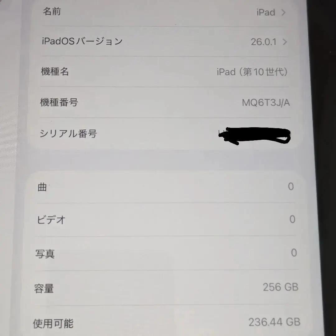 【メモリ高騰】iPad iOS26 256GB Wi‑Fi+Cellular対応