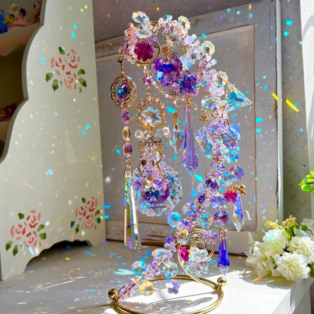 ちゃみブルーAB &バイオレットSWAROVSKI ✩.*サンキャッチャー