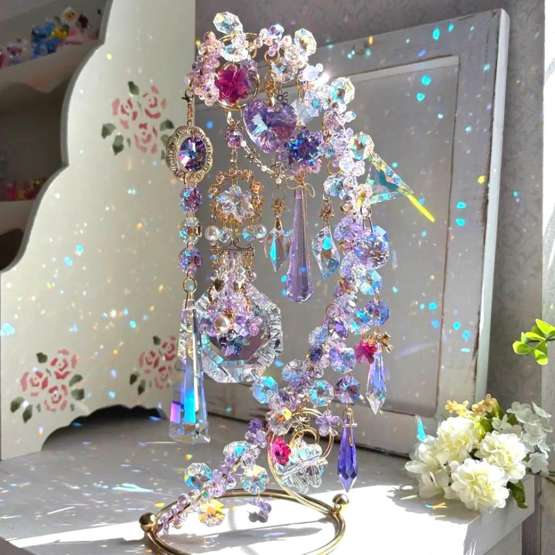 ちゃみブルーAB &バイオレットSWAROVSKI ✩.*サンキャッチャー