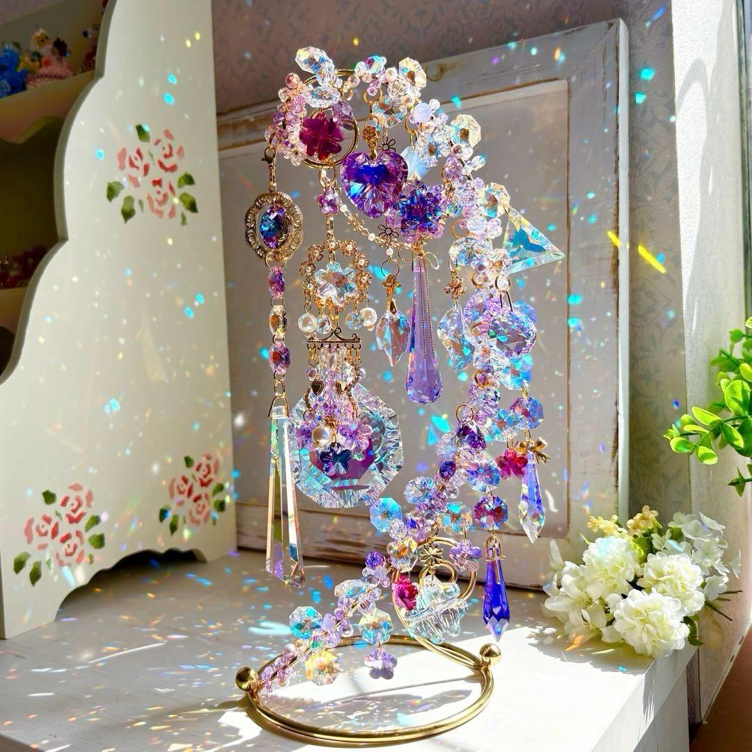 ちゃみブルーAB &バイオレットSWAROVSKI ✩.*サンキャッチャー