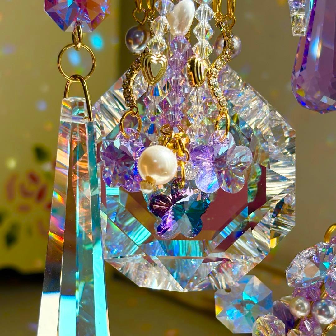 ちゃみブルーAB &バイオレットSWAROVSKI ✩.*サンキャッチャー