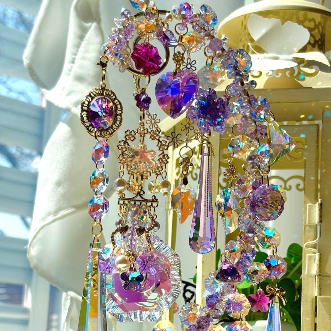 ちゃみブルーAB &バイオレットSWAROVSKI ✩.*サンキャッチャー