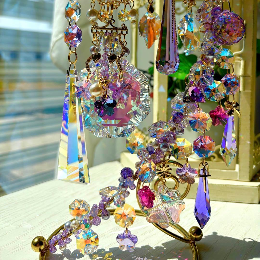 ちゃみブルーAB &バイオレットSWAROVSKI ✩.*サンキャッチャー