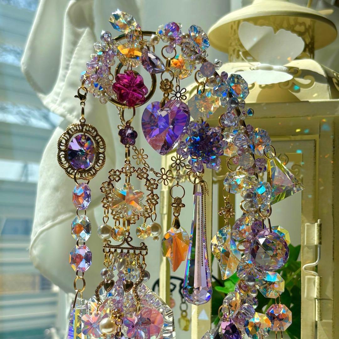 ちゃみブルーAB &バイオレットSWAROVSKI ✩.*サンキャッチャー