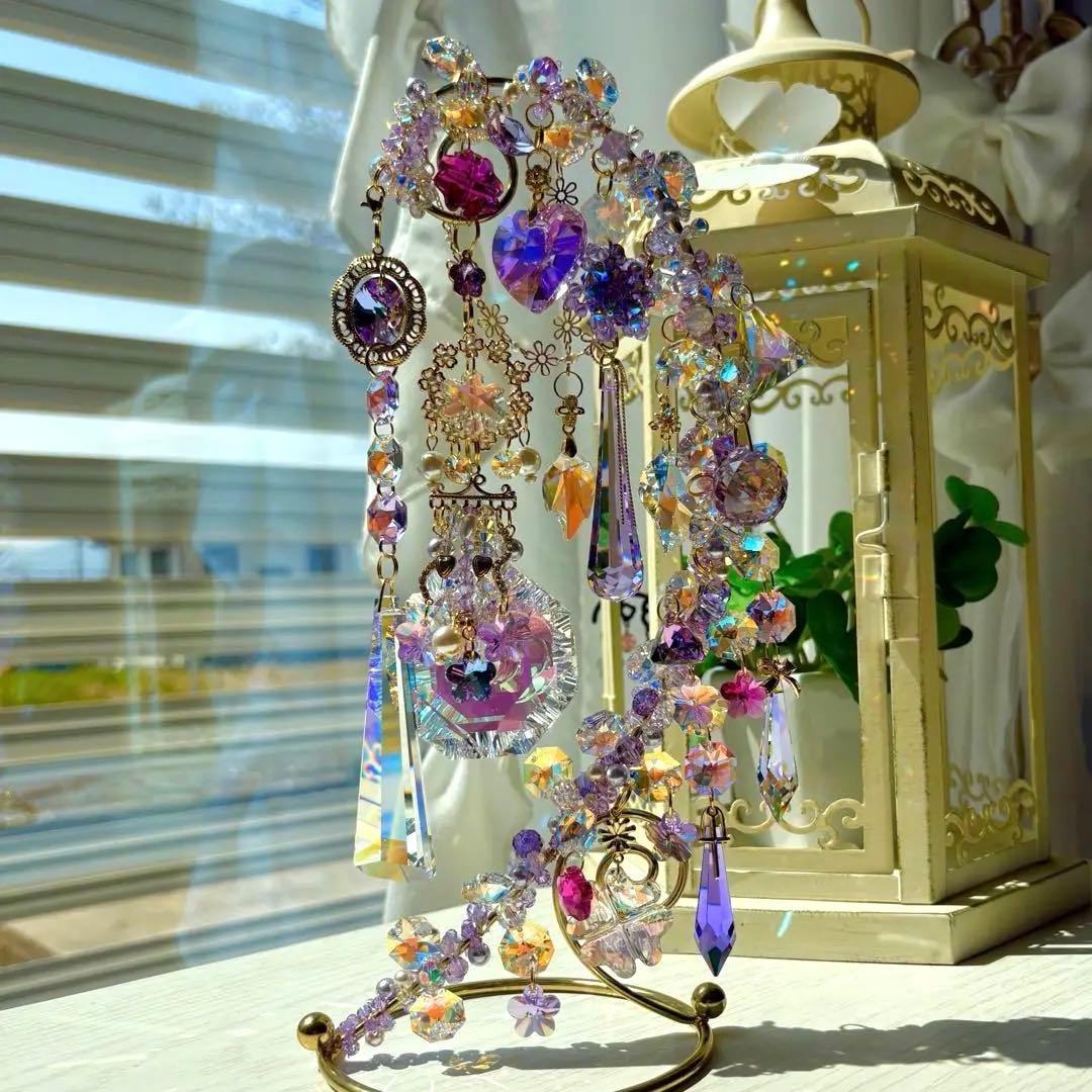 ちゃみブルーAB &バイオレットSWAROVSKI ✩.*サンキャッチャー