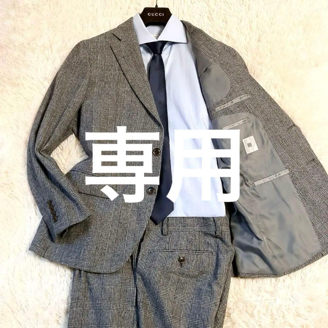 【グレンチェック・希少BB7】スーツセレクト　セットアップ　RE:NEWOOL